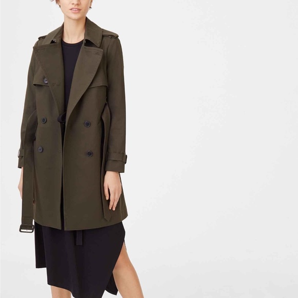 CLUB MONACO Matie Trench Coat Olive Green Classic XS 0 NWT NEW - Picture 1 of 7